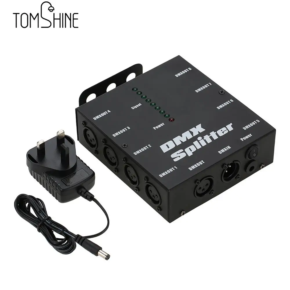 

DMX512 Optical Splitter 8 Channels Distribution Amplifier for Party DJ Show Club Disco KTV Stage light signal amplifier UK/US/EU