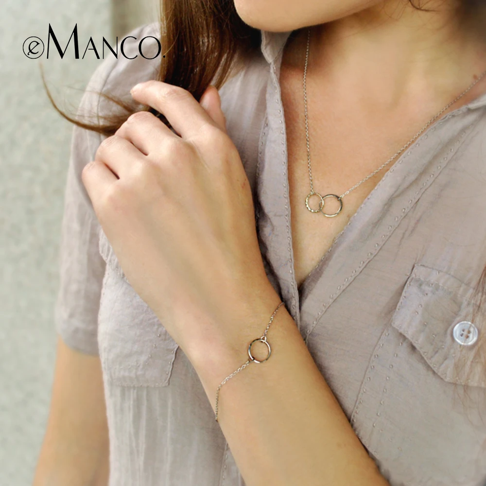 

e-Manco 925 sterling silver mini circle bracelet women trendy jewellery Adjustable bracelet lover birthday gift femme gold chain