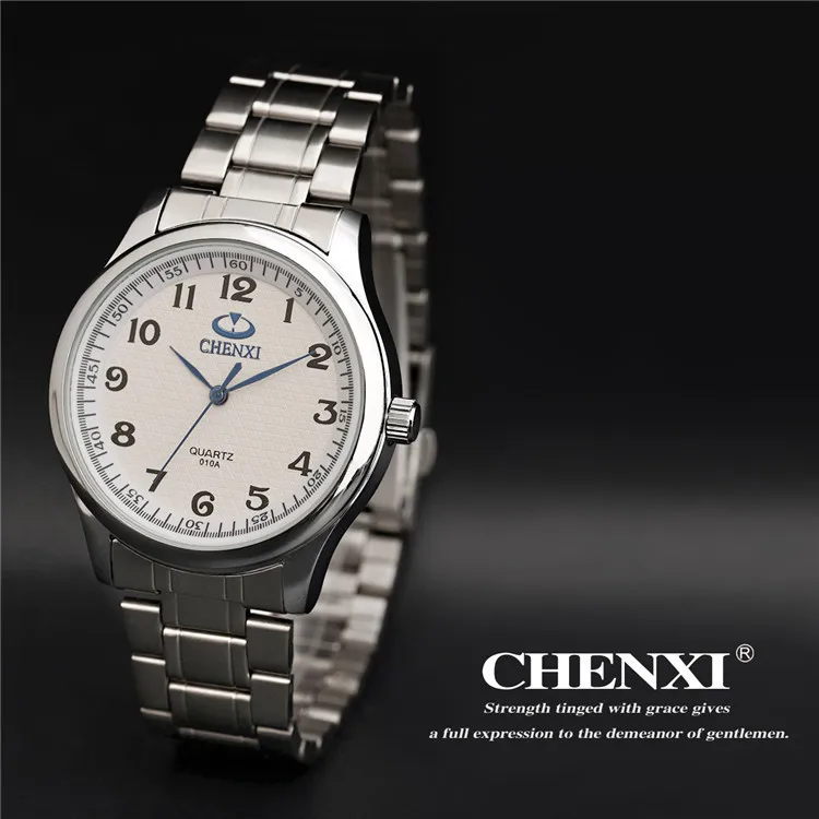 CHENXI брендовые классические роскошные кварцевые женские часы, модные благородные подарочные часы для женщин и мужчин, наручные часы из нержавеющей стали, серебряные часы 010A