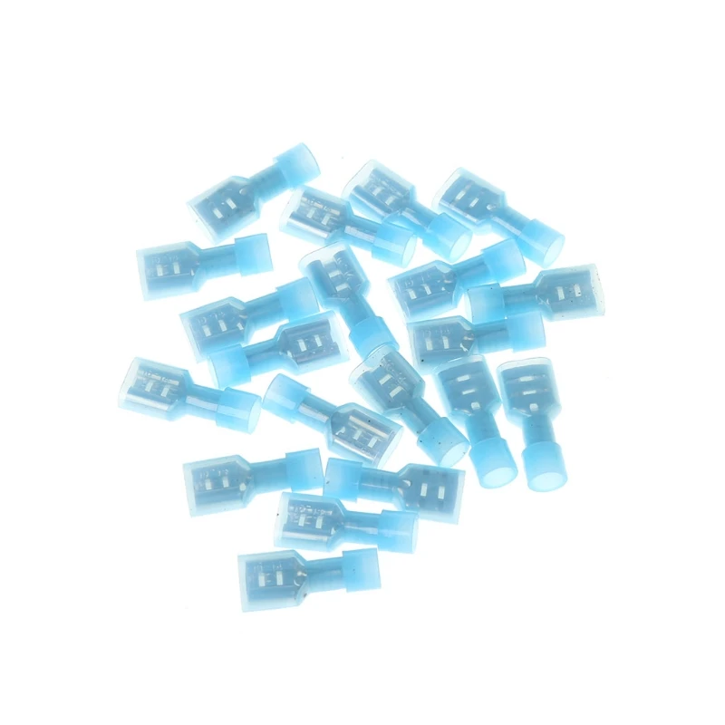 

20 Pcs Female Spade Crimp Connector Wire Terminal 1/4" MF Fully Insulated Blue