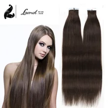 Laurel Hair 100% Remy Human Hair Straight Tape In Full Head Hair Extensions #6 24 Inch 20Pcs/30-50G Skin Weft Hair Extensions