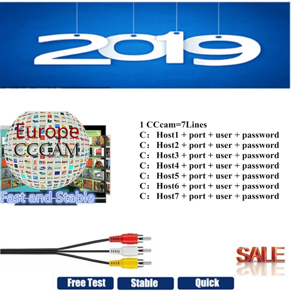 

2019 Newest Fast Stable Europe 7 lines Cccam For 1 Year Spain Portugal Satellite Share Server Support DVB-S2 Satellite Receiver