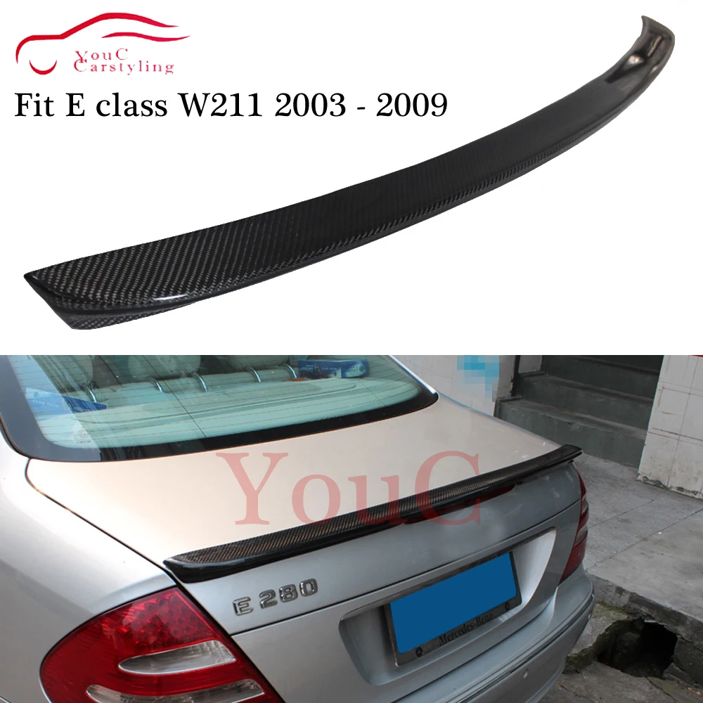 W211 AMG Style Carbon Fiber Rear Spoiler Trunk Boot Lip Splitter for Mercedes E class 4-door Sedan 2003 - 2009 E350 E400 | Автомобили и