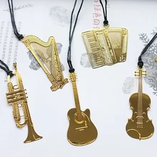 Музыкальный инструмент закладки студентов канцелярские творческий металлические закладки цепи школьные принадлежности украшение в виде книги подарки для