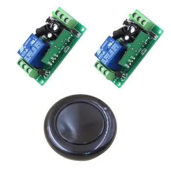 

Black Color Wireless Remote Control Switch DC 9V 12V 24V 1CH Relay Receiver With 1 Channel RF Remote Round Transmitter
