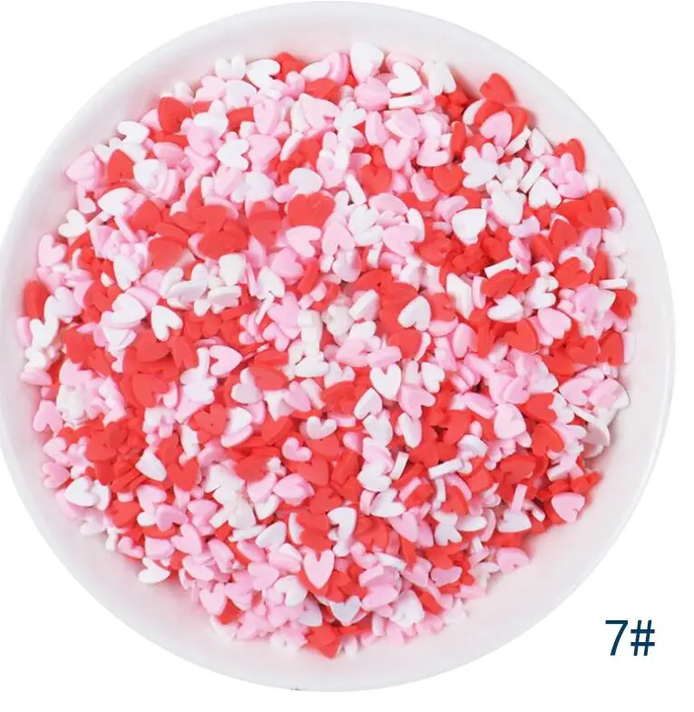 50g/lot Cute Hot Selling Clay Sprinkles, Colorful Heart Five Star Bow Candy Sprinkles for Crafts Making Slimediy - Цвет: 7