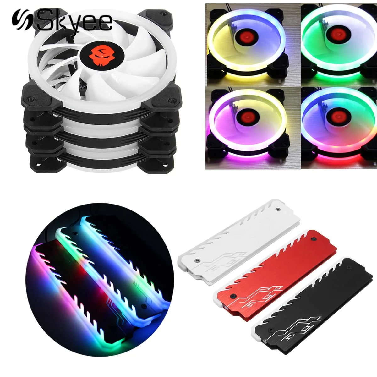 

Quiet Computer Case PC RGB Cooling Fan 120mm + Aluminum RAM Memory Cooling Vest Cooling Cooler Shell PC CPU Radiator Heatsink