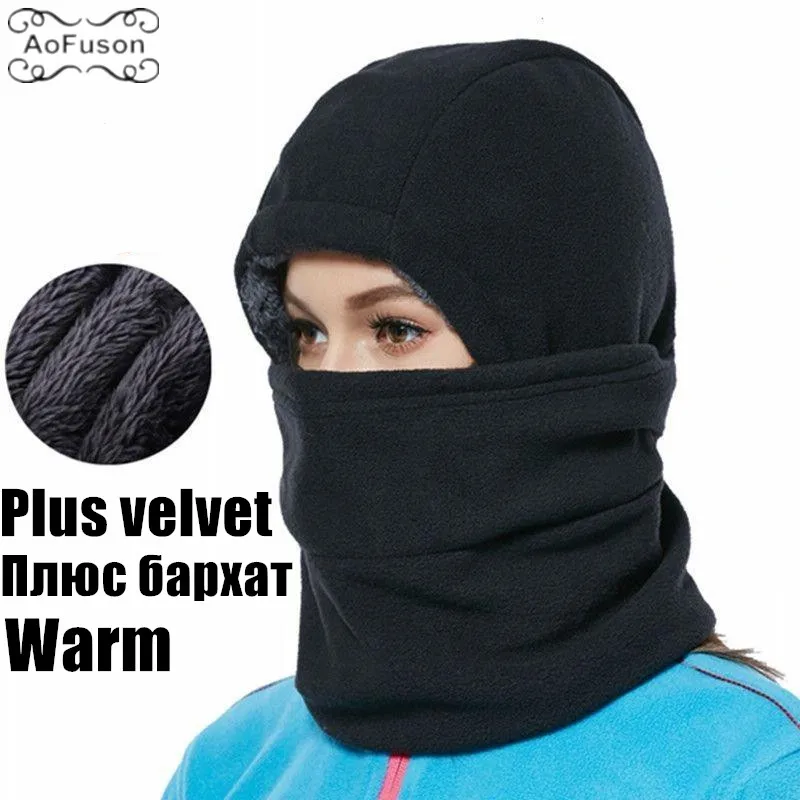 

Ski Snowboard Mask Cap Winter Warm Plus velvet Fleece Full Face Mask Motorcycle Scarf Head Windproof Beanie Cycling Skiing Bibs
