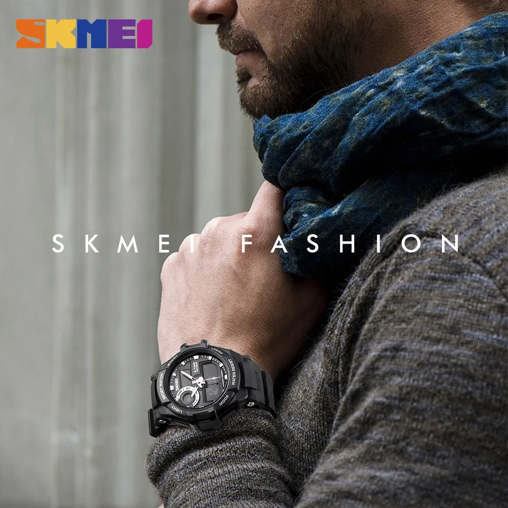 Kaufen SKMEI Luxus Marke Männer Digitale Uhr Sport Uhren männer Armee Militär Uhr Mann Quarz Drei Zeit Uhr Relogio Masculino 1357