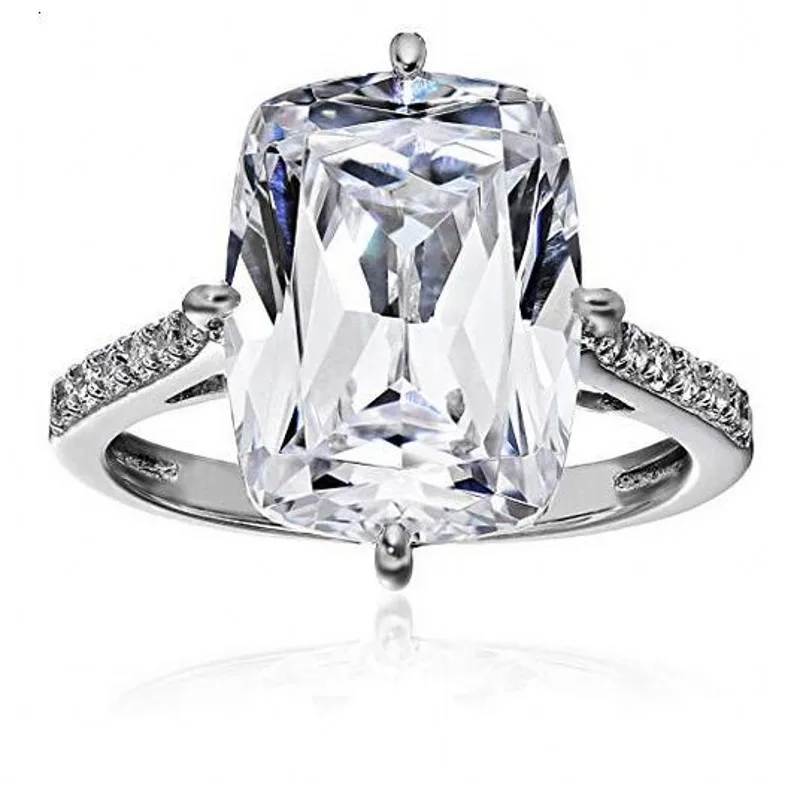 Сверкающие женские кольца 925 пробы серебро 5ct квадратный AAAA фианит обручальные кольца для женщин Свадебные массивные вечерние ювелирные изделия