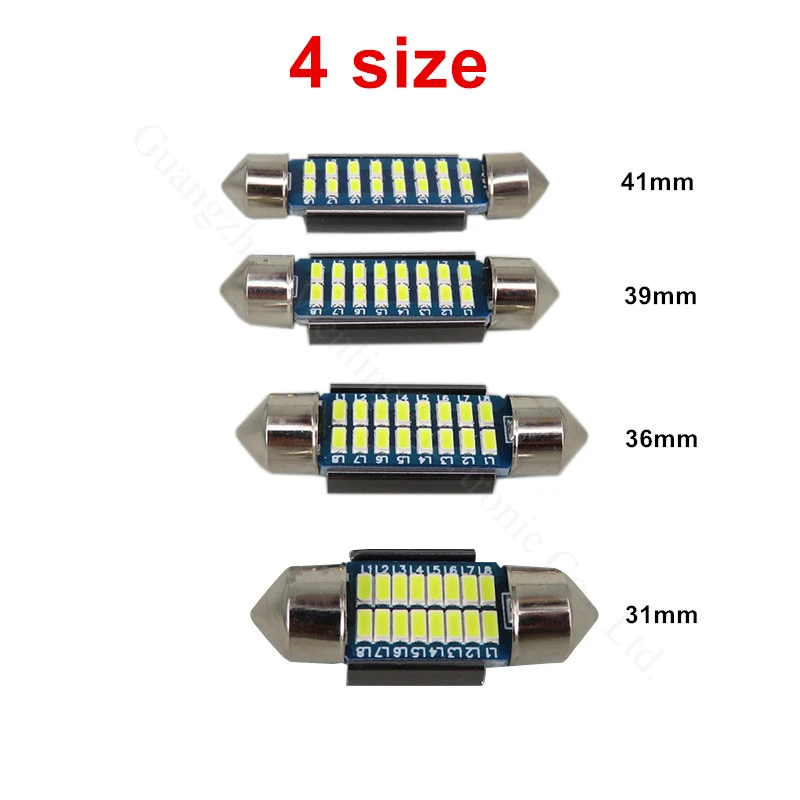 WLJH 2x Canbus Светодиодная гирлянда 31 мм 36 мм 39 мм 42 мм SV8, 5 C10W C5W Led 3014 SMD 12 В лампа освещения автомобиля Купол лампы номерного знака