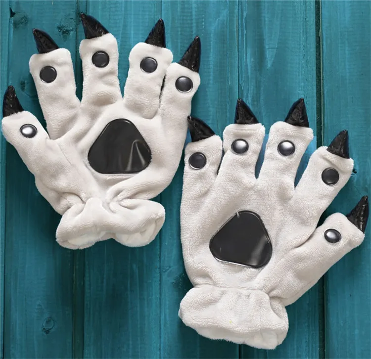

GKWMZG Unisex home glovesfor men women children cartoon animal lovely lovers white paws gloves cosplay.
