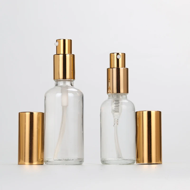 

30ml Transparent Essential Oil Pressure Pump Bottle Glass Pressing Empty Emulsion Spray Perfume Bottle 100PCS/LOT