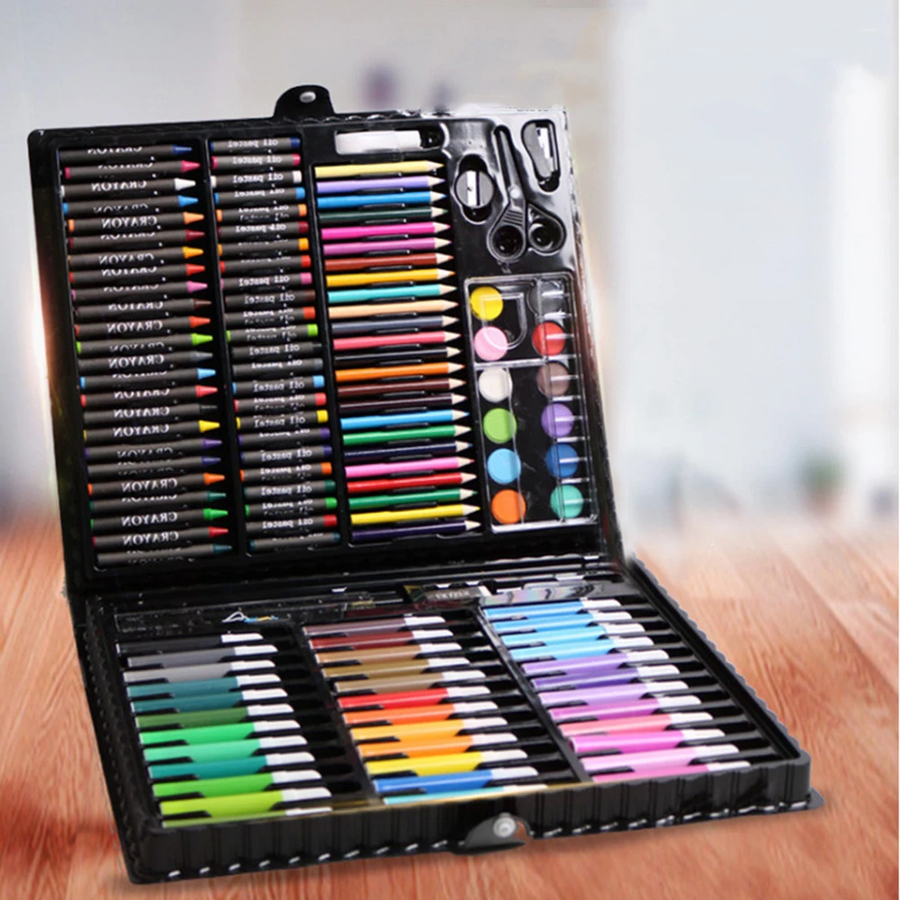 

150 children's brushes gift box kids students watercolor pen art painting set stationery learning oil pastel