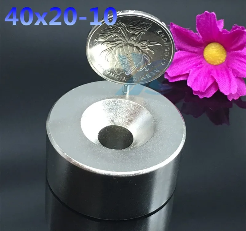 Неодимовый магнит 40x20 мм отверстие 10 мм супер сильный Круглый редкоземельный Мощный NdFeB Галлий металлический динамик Магнитный 40*20 мм диск N35