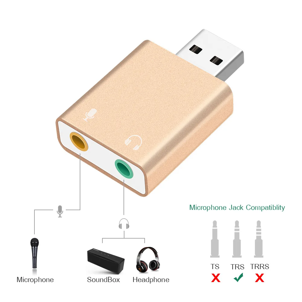Внешняя USB Звуковая карта для наушников и микрофона 3 5 мм|Звуковые карты| |