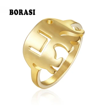 

BORASI Elephant Ring Gold-Color Female Romantic Rings For Women 316L Stainless Steel Party Fashion Jewelry Valentine's gift Ring