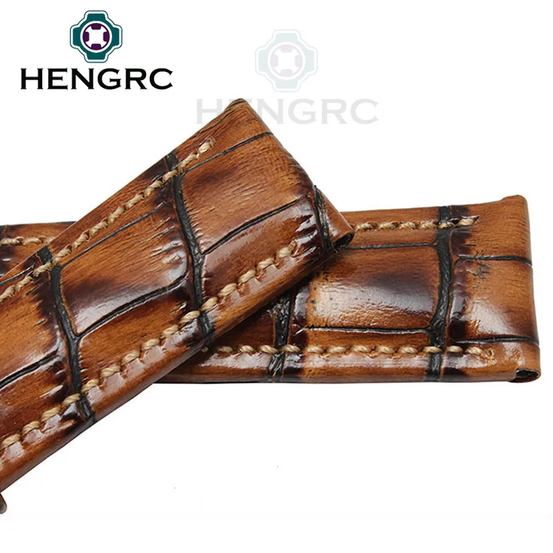 Ремень HENGRC из натуральной кожи для мужских часов модный коричневый синий с