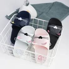 Домашние тапочки для маленьких девочек и мальчиков; Детская домашняя обувь с рисунком кота; повседневная обувь для всей семьи; модные пляжные сандалии; подходит для От 4 до 12 лет и детей