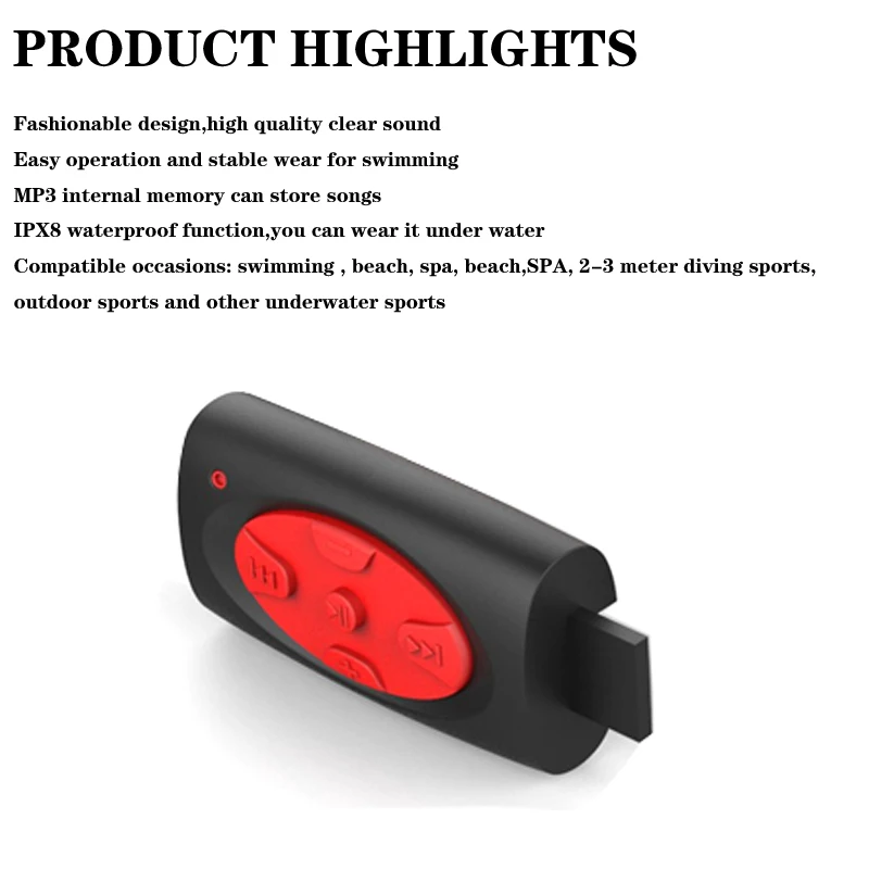  100% Waterproof MP3 Music Player 4GB USB MP3 Underwater Swim Surfing Diving Neckband Sports Stereo 