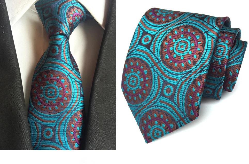 Ricnais Brand 8cm Formal Silk Necktie Paislery Floral Jacquard Ties For Men Business Wedding Accessories Gravata Bule Yellow Tie