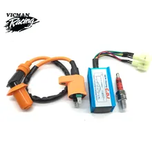 Conjunto de bobina de ignição para motocicleta, alto desempenho, corrida 6pin cdi, peças para gy6 150cc 125cc 50cc scooter motocicleta