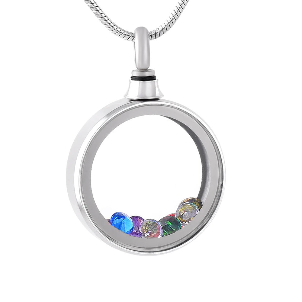 KSJ9821 Colorful Stones Glass Locket with Screw to Hold Ashes Keepsake