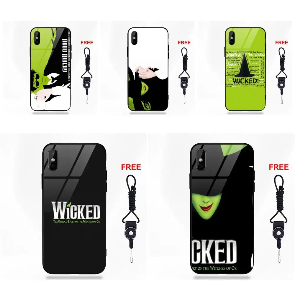 

Vvcqod Broadway Musical Wicked Drawing Soft TPU Frame+Tempered Glass For Apple iPhone X XS Max XR 5 5C 5S SE 6 6S 7 8 Plus