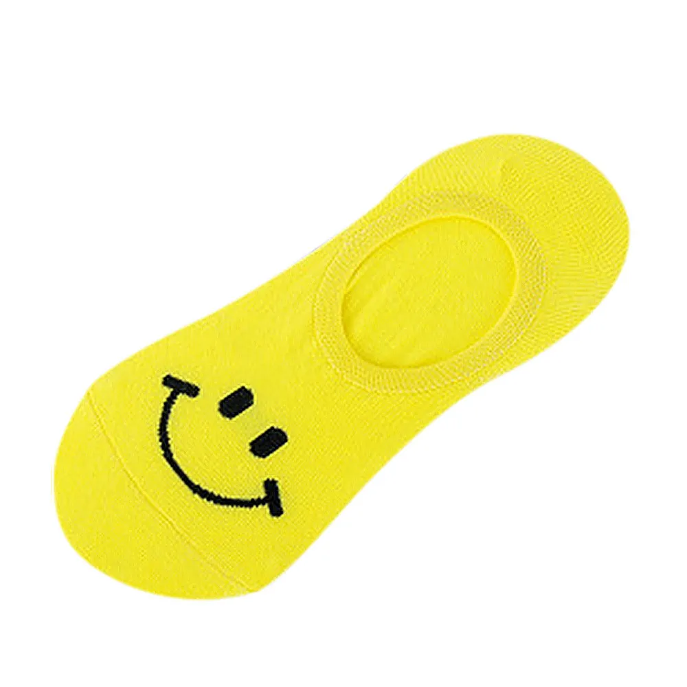 1 пара Для женщин и Для мужчин удобные улыбка хлопковые носки тапочки короткие носки Z314 - Цвет: Yellow