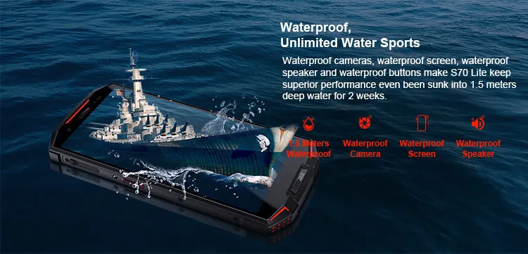 DOOGEE S70 LITE 4GB RAM 64GB ROM Helio P23 MTK6763T 2.5GHz Octa Core 5.99 Inch IPS Corning Gorilla Glass 4 FHD+ Screen Dual Camera IP68 IP69K Waterproof Android 8.1 4G LTE Smartphone
