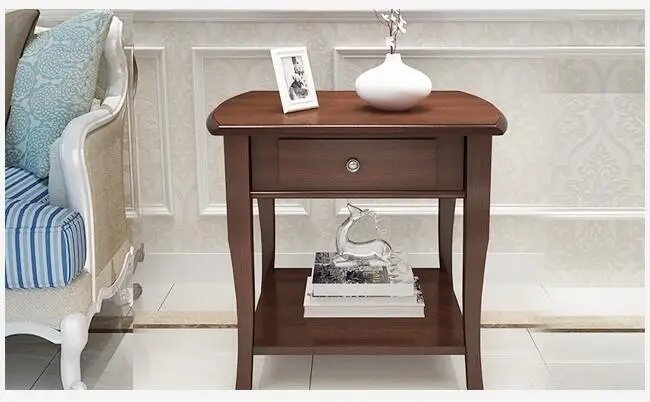 American solid wood sofa side table simple living room small coffee table telephone table.