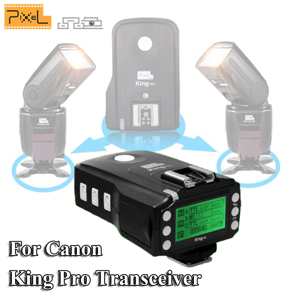 

Pixel King Pro Transceiver Flash Speedlite TTL High-Speed Wireless Flash Trigger Remote Control For Canon Eos Digital SLR Camera