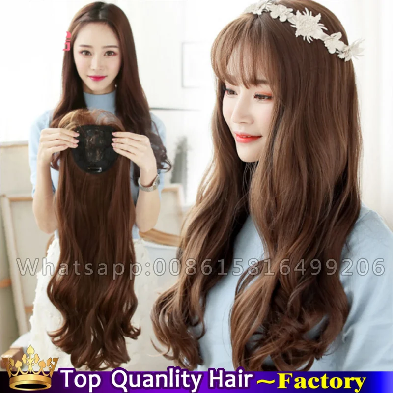 55cm New Front Wave Fring Long Curly Toupet Woman Hair