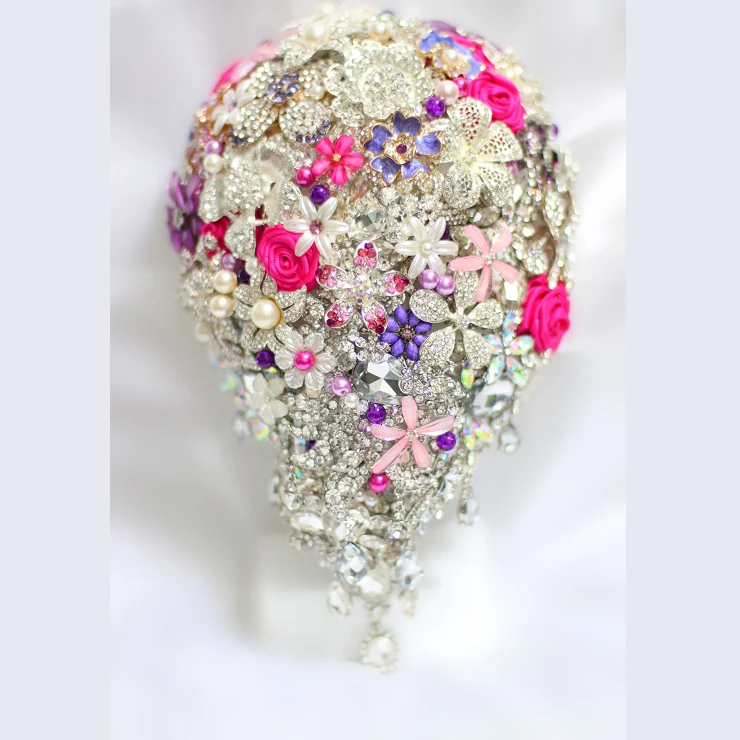 Bride Drop Brooch bouquet font b custom b font font b made b font Wedding Purple