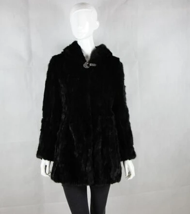 

Real Piece mink fur coat with hood Women's Natural Mink Fur Jacket Outwear Plus Size
