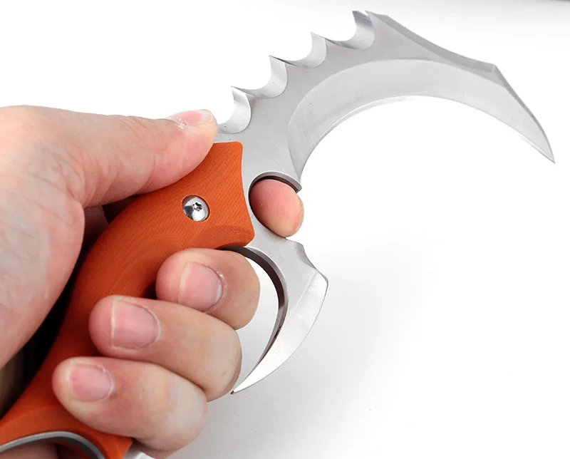 KKWOLF Топ Karambit охотничий боевой нож CSGO G10 Ручка кожаная оболочка портативный
