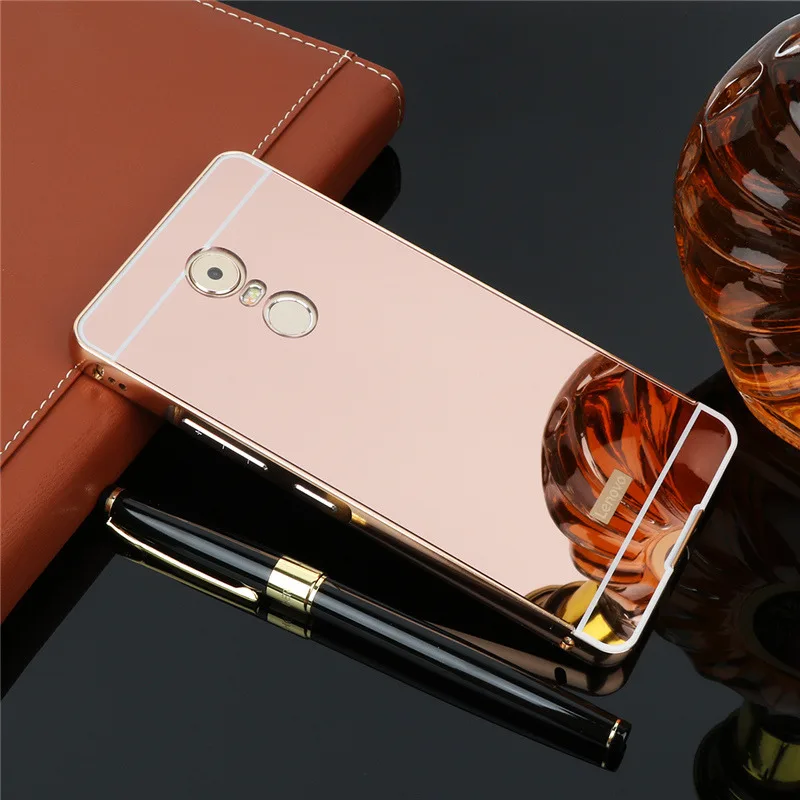 

Luxury High Quality Plating Aluminum Metal Frame + Mirror PC Back Cover Case For Lenovo K6 Note K5 Plus K4 note S850 P70