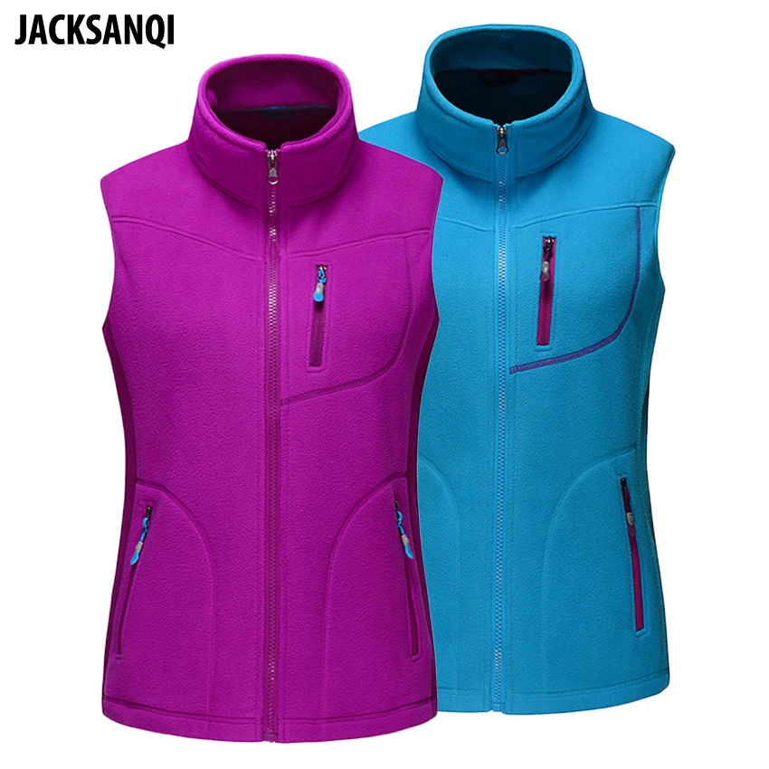 

JACKSANQI Winter Women's Fleece Vest Thermal Outdoor Hiking Climbing Trekking Sleeveless Jackets New Female Softshell Vest RA111