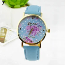 Popular Women s Simple Qualitied Wrist Watches with Rose Flower Dots Faux Leather Band Quartz Analog