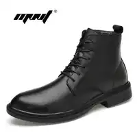 New Men Winter Shoes Plush Fur Warm Snow Boots Shoes Men Cow Leather Antiskid Outdoor Ankle Boots Dropshipping