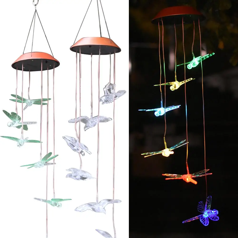 

Color-Changing LED Solar Wind Chime Light Outdoor Hanging Wind Bell Decorative Lamp For Patio Garden Home Decoration