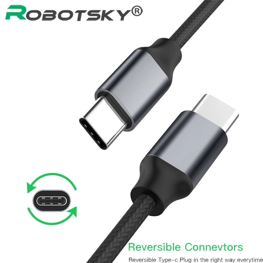 Robotsky USB C к USB C type C кабель папа-папа 3A PD кабель для быстрой зарядки и передачи данных для MacBook Pro ChromeBook для iPad Pro