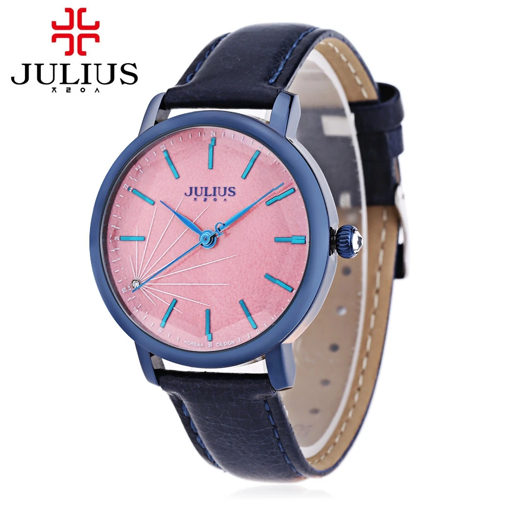 

JULIUS Women Quartz Watch Artificial Diamond Dial Solid Mirror 3ATM Wristwatch