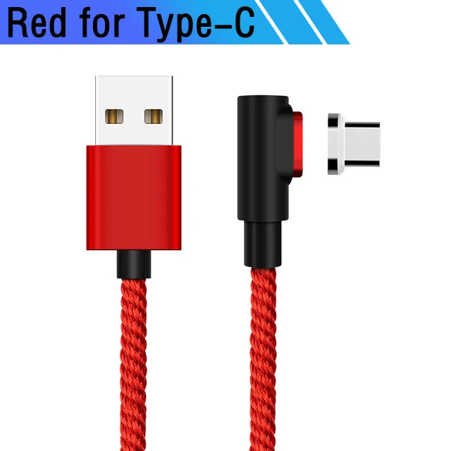 90 градусов Магнитный Micro Usb зарядный провод шнур для игр Usbc Магнитный кабель для huawei P30 P20 Pro Xiaomi Redmi 8 8A Tipo C - Цвет: Red for Type-C