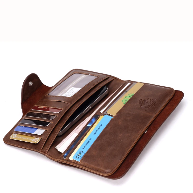  2019 Hot Sale Men's Wallets Genuine Leather Vintage Male Purse Phone Cases Card Holder Long Clutch Coin Purse Pocket for Man 