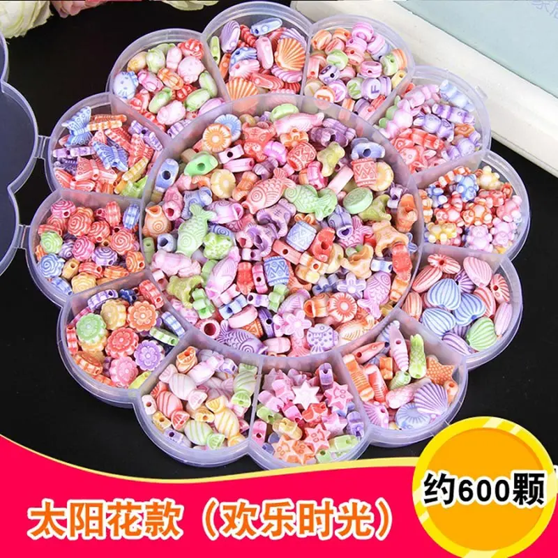 600Pcs H 1 коробка с разноцветными бусинами игрушки Детский браслет ожерелье комплект ювелирных изделий обучающая игрушка для детей juguete hacer pulseras - Цвет: 600Pcs H