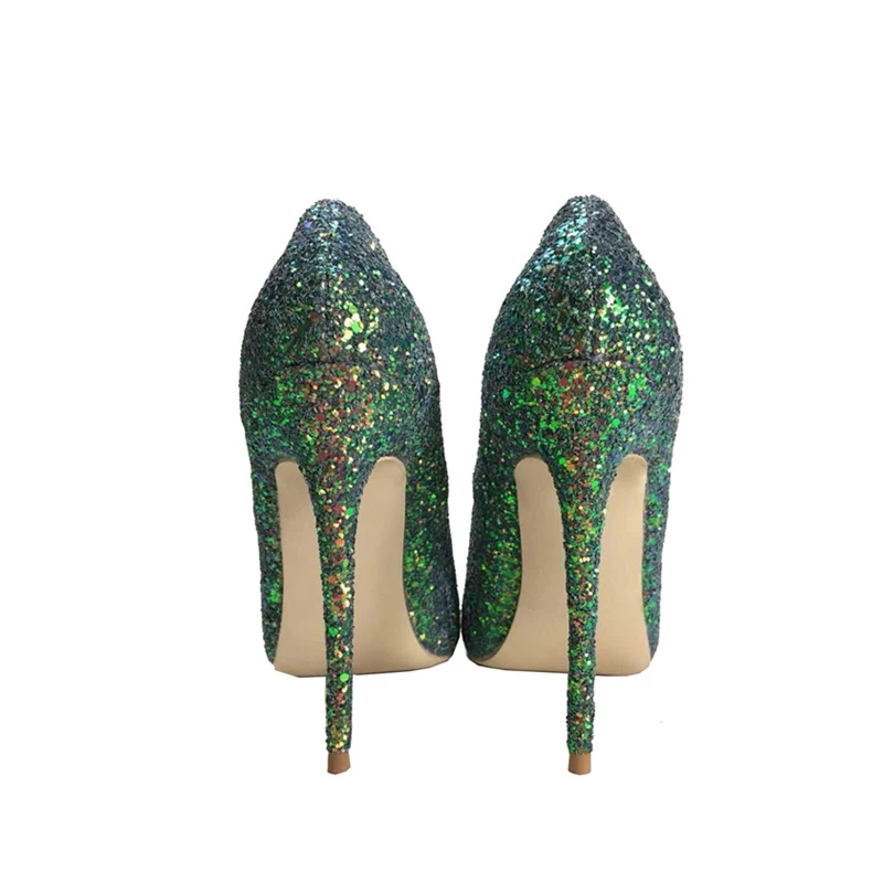 Green Glitter bling bling wedding shoes 12 cm high heel pumps sexy stiletto heels party shoes for women LF004 ROVICIYA Green Glitter bling bling wedding shoes 12 cm high heel pumps sexy stiletto heels party shoes for women LF004 ROVICIYA