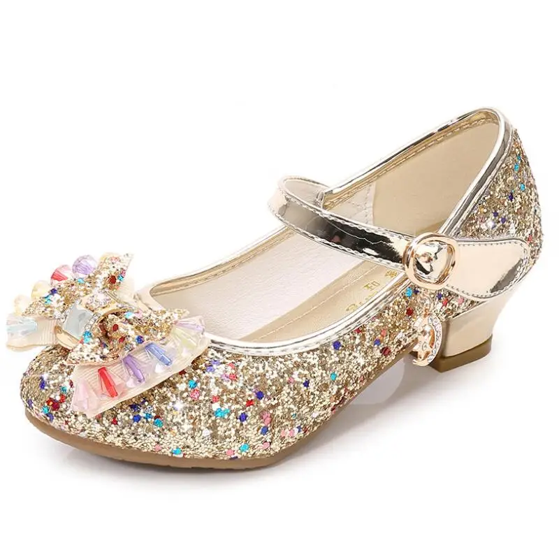 SKHEK Children Gold Flower Pearls Shoes 