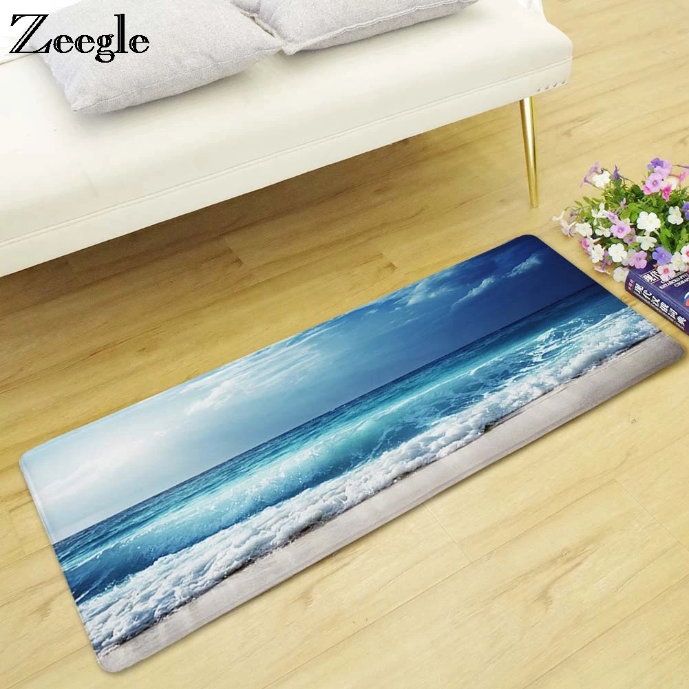 Zeegle Sea Beach Area Rug For Living Room Bedroom Carpets Bedside Rugs Anti-slip Carpets For Children Kitchen Mats Kids Rug