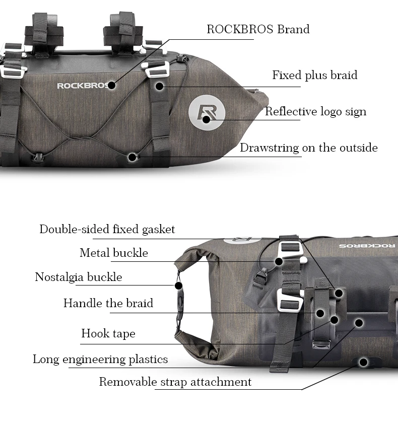 Top ROCKBROS Waterproof Bicycle Bags Cycling Bike Handlebar Front Frame 2 in 1 Bag Set Large Capacity Pouch Pannier Bike Accessories 3